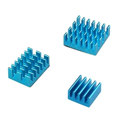 Abbildung von Jopto Aluminium Kühlkörper mit Wärmeleitband, kompatibel Raspberry Pi 4 Modell B, 4B Blau (Raspberry Board ist nicht im Lieferumfang enthalten).