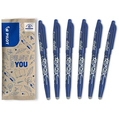 Abbildung von PILOT FriXion Ball 0.7 Set 6 Stück Farbe Blau Radierbare Tintenroller 0,4 mm Strichstärke, angenehme Schreibführung zum Schreibenlernen, thermosensitive Tinte, mit austauschbarer Mine