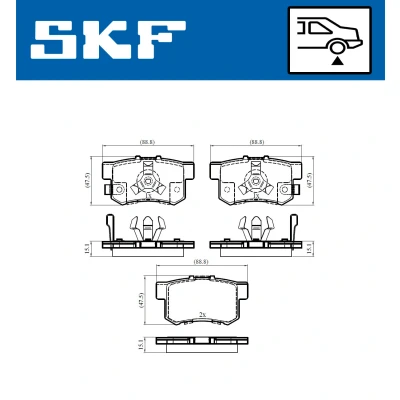Abbildung von SKF VKBP 90397 A Bremsbelagsatz mit akustischer Verschleißwarnung HONDA: CR V 4, ACCORD 8, 3
