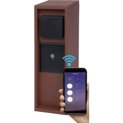 Abbildung von BOLD Pado smarte Aussen Steckdose Garten Steckdosen Säule 3Fach Stecker Rost (Smart Home (iOS &amp; Android) WLAN IP44 Outdoor Energie 3680W Einfache Montage Plastikfreie Verpackung)