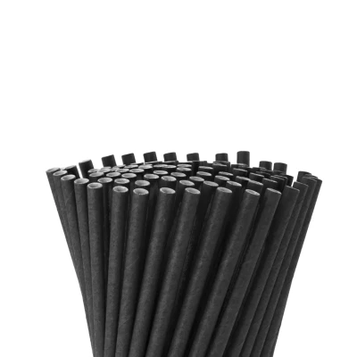 Abbildung von 500 Strohhalme Papier Ø 8 x 145 mm schwarz Trinkhalm Pappe