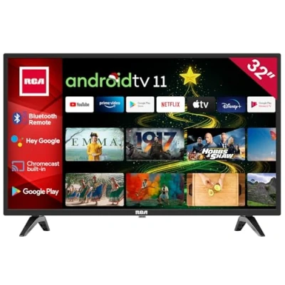 Abbildung von RCA RS32H2 Android Smart TV 32 Zoll (80 cm) mit Google Assistant, Chromecast, Netflix, Prime Video, Play, YouTube, Disney+, WiFi, BT Fernbedienung Mikrofon, Triple Tuner
