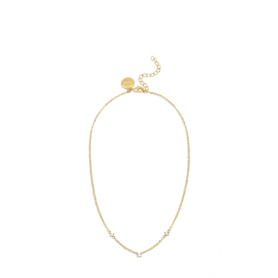 Abbildung von SINGULARU Lira Halskette. Messing mit 18 Kt Goldbeschichtung und Zirkonia. Schmuck für Damen