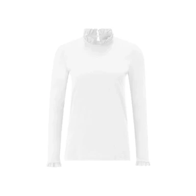 Abbildung von Rich &amp; Royal Organic SLUB Frill Longsleeve Langarmshirt, Damen, Größe: XS, Weiss