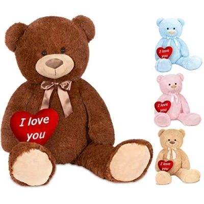 Abbildung von BRUBAKER Kuscheltier XXL Teddybär 100 cm groß mit I Love You Herz (1 St), großer Teddy Bär, Stofftier Plüschtier