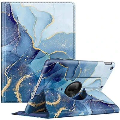 Abbildung von Fintie Hülle für iPad 10.2 Zoll 9.Generation / 8. Gen 7. (Modell 2021/2020/2019) mit Pencil Halter 360 Grad Rotierend Stand Schutzhülle Cover Auto Schlaf/Wach Funktion, Ozean Marmor