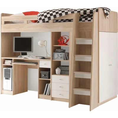Abbildung von Begabino Hochbett &quot;Unit&quot;, mit Kleiderschrank, Schreibtisch und Schubladen