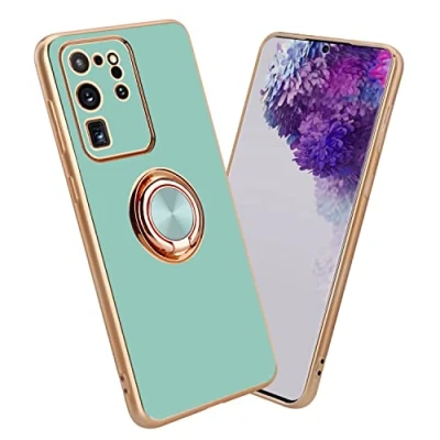 Abbildung von Cadorabo Hülle kompatibel mit Samsung Galaxy S20 Ultra Schutzhülle TPU Silikon Case Ring Design Kameraschutz Slim Kratzfest Gummi Rundumschutz für in Türkis