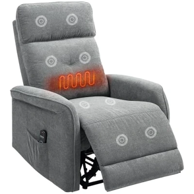 Abbildung von HOMCOM Massagesessel mit Liegefunktion, Heizung, USB, Vibration, Fußteil, Seitentasche (Elektrisch Relaxsessel, 1 St., Fernsehsessel), Fernbedienung, Taschenfeder für Wohnzimmer, Dunkelgrau