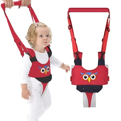 Abbildung von IULONEE Lauflernhilfe Gehhilfe für Baby Gehassistent Handgehaltenes Stehen Gehen Lernen Helfer Walker Sicherheitsleinen Kinder Gehgeschirrgriff 7 24 Monate (Rot)