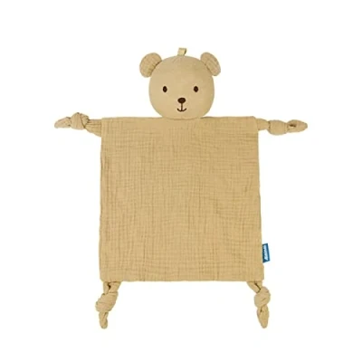 Abbildung von Babydecke Baumwolle Musselin Komfort Decke 25x25cm Baby Neugeborenen Kuscheldecke für Junge und Mädchen ab 0+ Monaten Geschenk (Bär)