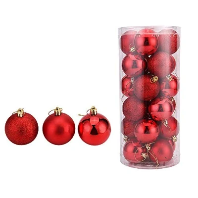 Abbildung von WAWJ 24PCS/Pack Weihnachtskugeln Christmas Tree Pendant Ornaments Baubles Weihnachtsbaum Dekoration Ball 4CM Plastic Gift for Xmas Holiday (Rot)
