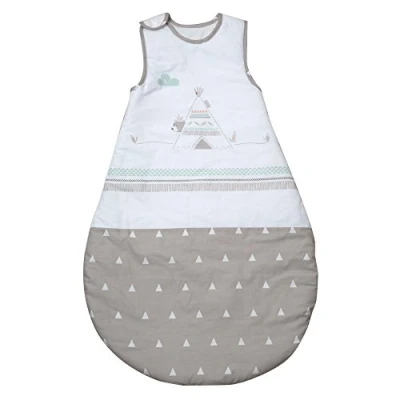 Abbildung von roba Schlafsack 90 cm Indibär Babyschlafsack ganzjährig für Sommer &amp; Winter aus atmungsaktiver Baumwolle Bären Motiv in Braun / Weiß
