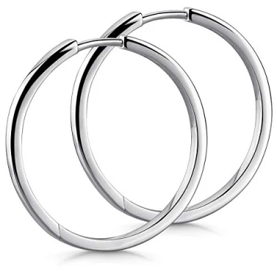 Abbildung von Materia Paar Creolen Damen Ohrringe Silber massiv Ø33mm SO 429, 925 Sterling Silber, rhodiniert