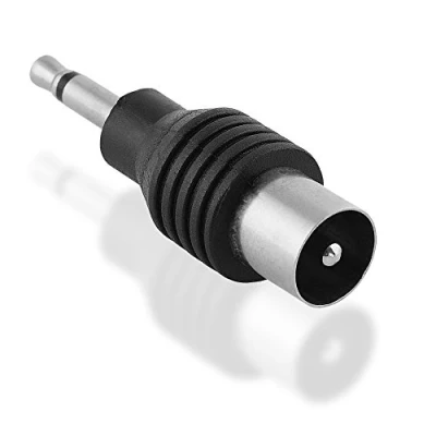 Abbildung von BestPlug Audio Video Antennen Adapter Aux in Out, 3,5mm Mono Klinke Stecker auf Koax Stecker, Schwarz