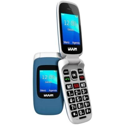 Abbildung von WUUM CLAP Klapp Handy mit Zwei Displays Große Tasten und Ziffern 2 Direktspeicher SOS Taste Bluetooth Großer 800mAh Akku USB C Blau