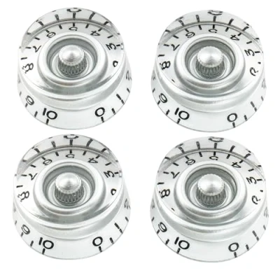 Abbildung von Musiclily Pro Fine 24 Spline Speed Knobs Tone Volume Gitarren Knöpfe für USA LP SG Style E Gitarre, Silber (4er Set)