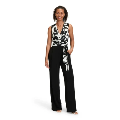 Abbildung von Vera Mont MIT BINDEGÜRTEL Jumpsuit, Damen, Größe: 40, Patch black white