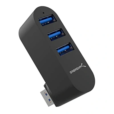 Abbildung von SABRENT USB hub 3.0, Adapter, drehbar Verteiler, Aluminum mehrfach verlängerung, für PS4/PS5, Gaming PC, Laptop, Stick, drucker, Keyboard, MacBook, und mehr (HB R3MB)