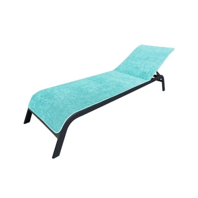 Abbildung von LAYNENBURG 2er Set Premium Schonbezug für Gartenliege 100% Baumwolle Oeko TEX 100 Frottee Handtuch Bezug Sonnenliege Liegenbezug mit Umschlag Standliege, Liege Stuhl (75x200 cm Türkis)