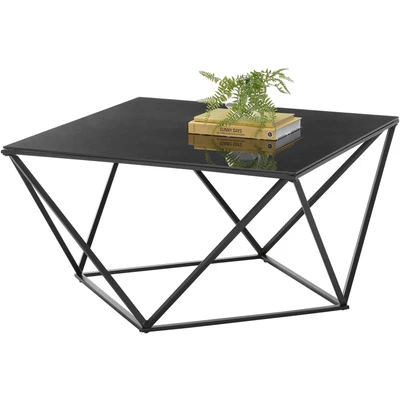Abbildung von Stolkom Sp.z.o.o. Couchtisch Senta Glastisch quadratisch schwarz, moderner Tisch BxHxT 80x45x80 cm, Quadratisch, Glas in schwarz getönt, Formschönes Gestell