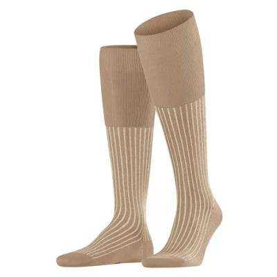 Abbildung von FALKE Herren Oxford Stripe M KH Baumwolle lang gemustert 1 Paar Kniestrümpfe, Braun (Camel 5038), 43 44