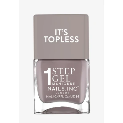 Abbildung von Nails Inc Topless Megan (Pilz grau) Gel Nagellack ohne UV 1 Schritt Maniküre mit bis zu 8 Tagen Halt Schnelltrocknend, vegan &amp; 21 free Für Kinder Erwachsene Base Coat Top