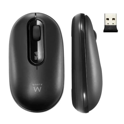 Abbildung von Ewent Maus Kabellos, Bluetooth und 2.4 GHz Verbindung via Nano USB Empfänger, Multi Device, Geräuschlosen Tasten, Tragbare für Laptop, PC Computer, Mac OS, Android, Windows, Schwarz