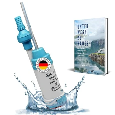 Abbildung von Comet VipPlus wasserpumpe 12v mit Rückschlagventil (fest) + Filter Set Camping Ebook für Wohnmobil, Wohnwagen tauchpumpe wohnmobil
