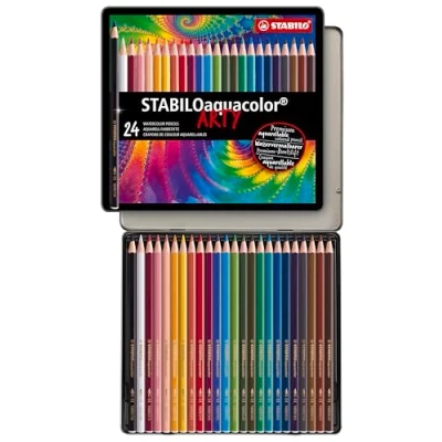 Abbildung von STABILO Aquarellstifte aquacolor ARTY Aquarell Farbstift 24er Metalletui