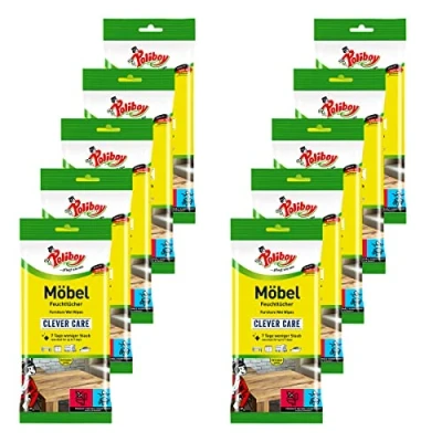 Abbildung von Poliboy Staubmeister Möbel Feuchttücher speziell für Holzoberflächen entwickelte Reinigungstücher 10er Pack 10x24 Tücher Made in Germany