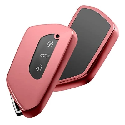 Abbildung von OATSBASF Autoschlüssel Hülle für VW, Schlüssel Kompatibel Golf 8 Seat Leon MK 4 Tarraco Ateca Skoda Octavia TPU Silicone Schlüsselhülle (Roségold)