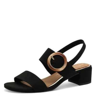 Abbildung von MARCO TOZZI Damen Sandalen mit Absatz Klettverschluss Blockabsatz, Schwarz (Black), 39 EU