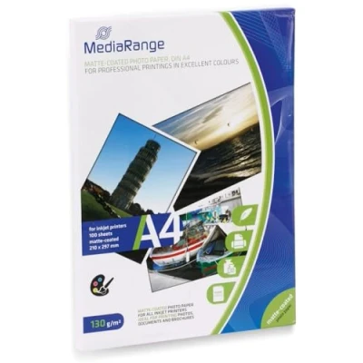 Abbildung von MEDIARANGE DIN A4 Fotopapier, matt 130 gr. 100 Blatt