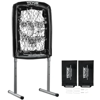 Abbildung von VEVOR Pitching Netz Target Höhenverstellbar 254 mm / 355,6 457,2 mm, Baseball &amp; Softball 9 Loch Trainingsgeräte für Jugendliche und Erwachsene, Tragbares Schnellmontage Design Schwarz