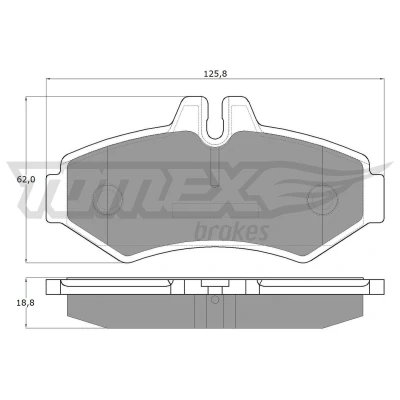 Abbildung von TOMEX brakes TX 12 34 Bremsbelagsatz Hinterachse für Verschleißwarnanzeiger vorbereitet MERCEDES BENZ: Sprinter 3 T Kastenwagen