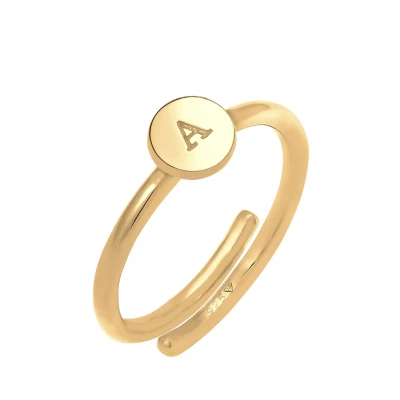 Abbildung von Elli Ring Damen Buchstabe A Kreis Verstellbar Basic in 925 Sterling Silber Vergoldet