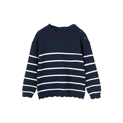 Abbildung von VERTBAUDET Matrosenpullover für Mädchen, marineblau, 12 Jahre