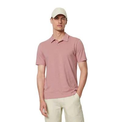 Abbildung von Marc O&#039;Polo Short Sleeve SELF Collar Embroidery Poloshirt, Herren, Größe: Large, Strawberry mauve