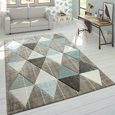 Abbildung von Paco Home Teppich &quot;Lara 234&quot;, rechteckig, Kurzflor, modernes Rauten Design, handgefertigter Konturenschnitt
