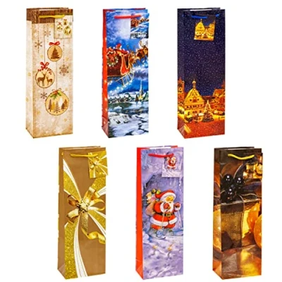 Abbildung von TSI Geschenktüten WEIHNACHTEN SERIE 7, 12er Packung, Größe: Flasche (HxBxT 36 x 12 8 cm), Art. Nr. 84287
