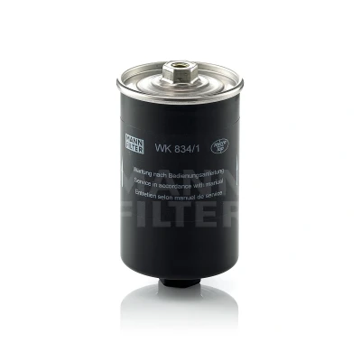 Abbildung von MANN FILTER WK 834/1 Kraftstofffilter Leitungsfilter AUDI: 100 C4 Limousine, Cabriolet B4, C3 Avant, VOLKSWAGEN: GOLF 2, Scirocco II