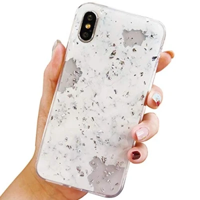 Abbildung von Tybiky für iPhone XS Hülle,iPhone X Hülle Soft Flex Silikon Case Ultradünn Handyhülle TPU Bumper Cover Schutz Tasche Schale Schutzhülle (5,8 Zoll),White Marble Gold Leaf