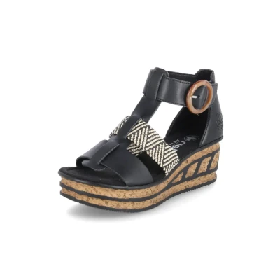 Abbildung von Rieker Damen Klassische Sandalen 68182, Frauen Sandalen,Sommerschuhe,Freizeitschuhe,offene Schuhe,Strandschuhe,schwarz (00),41 EU / 7.5 UK