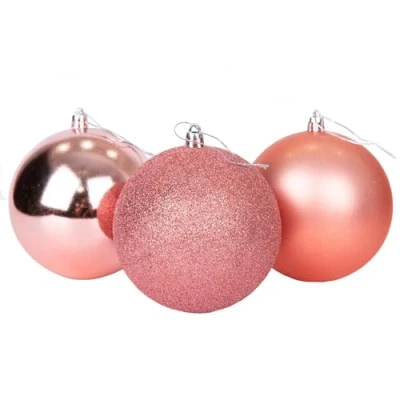 Abbildung von 15 cm/3 Stück Weihnachtskugeln, bruchsicher, Rotgold, Weihnachtsbaumschmuck, Kugel, Ornamente, Kugeln, Weihnachtsdekoration, Urlaubsdekoration, glänzend, matt, glitzernd
