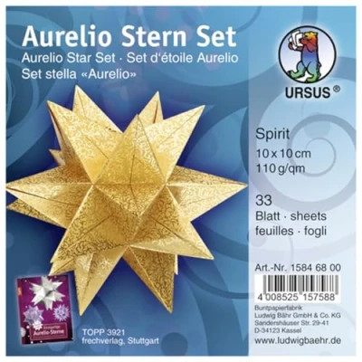 Abbildung von Ludwig Bähr Faltblätter Aurelio Stern Spirit 110g/qm 10x10cm gold