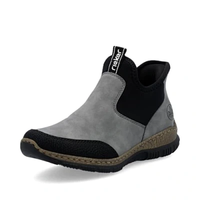 Abbildung von Rieker Damen Klassische Stiefel N3280, Frauen Stiefel,Winterstiefel,Winterschuhe,uebergangsstiefel,uebergangsschuhe,grau Kombi (42),40 EU / 6.5 UK