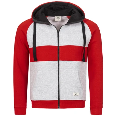 Abbildung von Rock Creek Herren Sweatjacke Hoodie Kapuzenjacke Kapuzenpullover Reißverschluss Pullover Übergangsjacke Fleecejacke Herrenjacke H 278 Rot Hellgrau 2XL