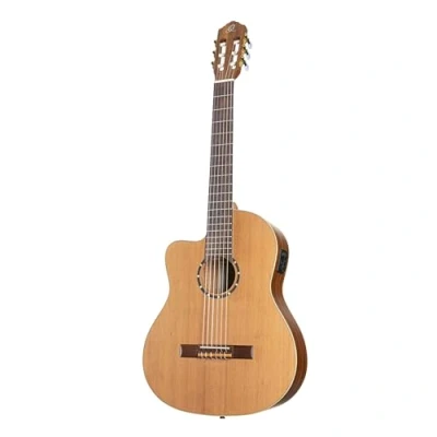Abbildung von Ortega Guitars RCE131L Konzertgitarre in 4/4 Größe Linkshänder Cutaway elektrifiziert natur massive Decke im seidenmatten Finish mit hochwertigem Gigbag und Gurt
