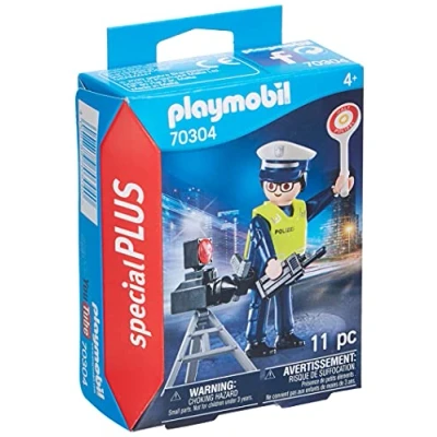 Abbildung von Playmobil® Konstruktions Spielset 70304 Polizist mit Radarfalle und Polizeikelle